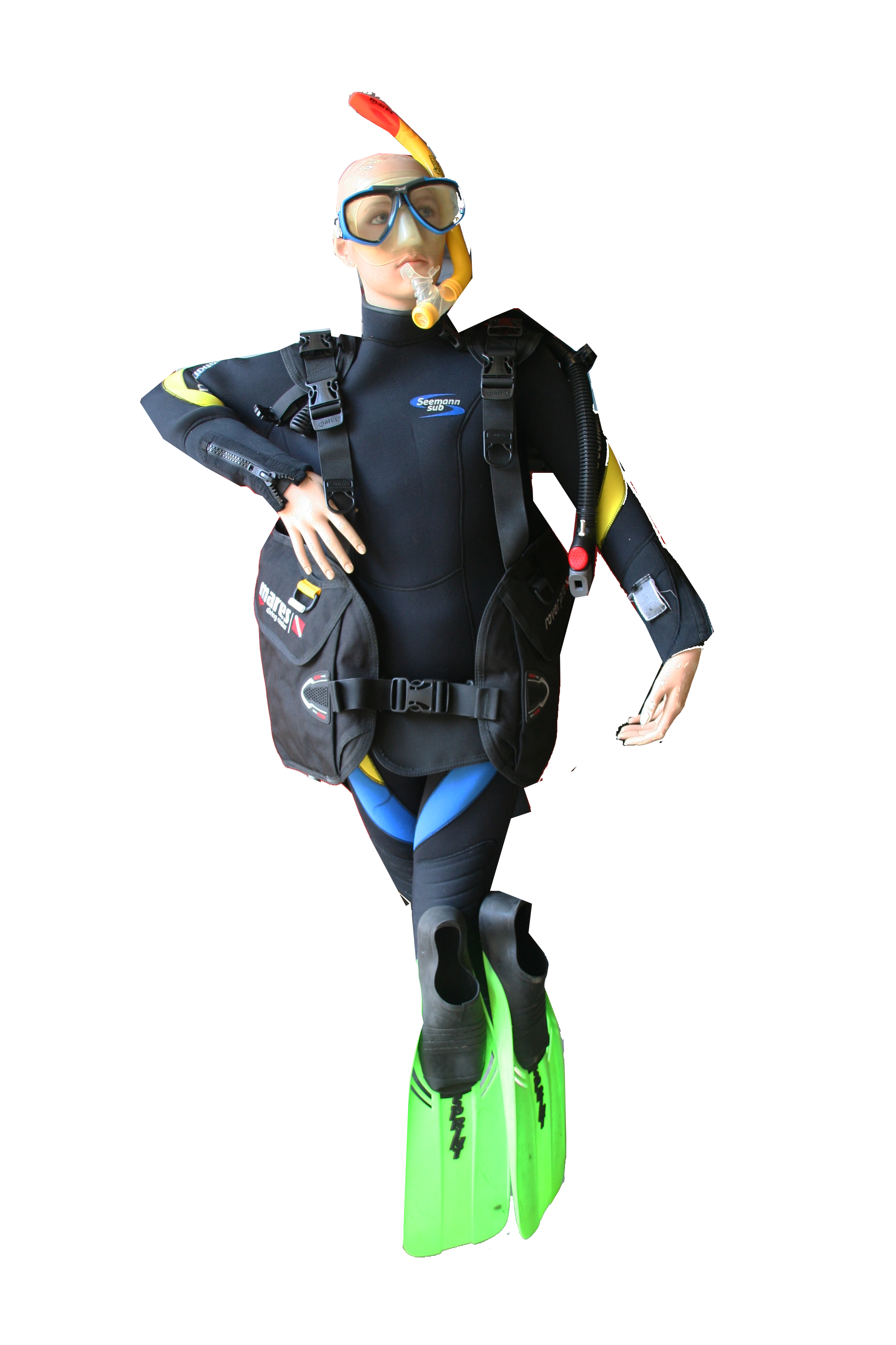 Deko- Figur (Schaufensterpuppe) mit Tauch- Kleidung